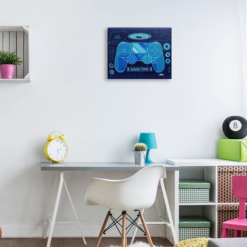وحدة تحكم الألعاب Stupell Industries Game Time Bold Blue ذات طابع الكمبيوتر، من تصميم Ziwei Li، 48 × 36 in Saudi Arabia