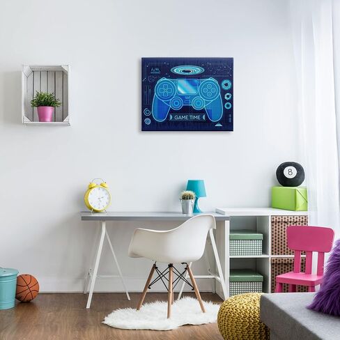 وحدة تحكم الألعاب Stupell Industries Game Time Bold Blue ذات طابع الكمبيوتر، من تصميم Ziwei Li، 48 × 36 in Saudi Arabia