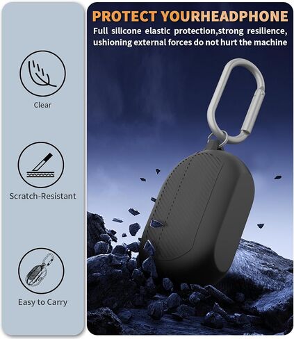 for Beats Solo Buds(2024) Case Cover with Cleaner Kit, Soft Silicone Shockproof Protective Cover Compatible with Beats Solo Buds True Wireless Earbuds Charging Case with Carabiner-Apricot in Saudi Arabia
