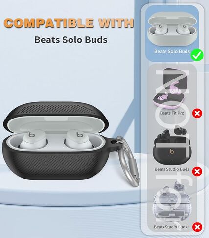 for Beats Solo Buds(2024) Case Cover with Cleaner Kit, Soft Silicone Shockproof Protective Cover Compatible with Beats Solo Buds True Wireless Earbuds Charging Case with Carabiner-Apricot in Saudi Arabia