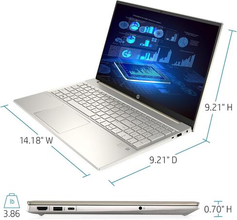 HP Pavilion Daily Traditional Laptop, 15.6" FHD Touchscreen, Intel Core i7-1360P, 32GB RAM, 1TB SSD, Backlit Keyboard, Numeric Keypad, FP Reader, Webcam, HDMI, Wi-Fi 6, Windows 11 Pro, Gold in Saudi Arabia