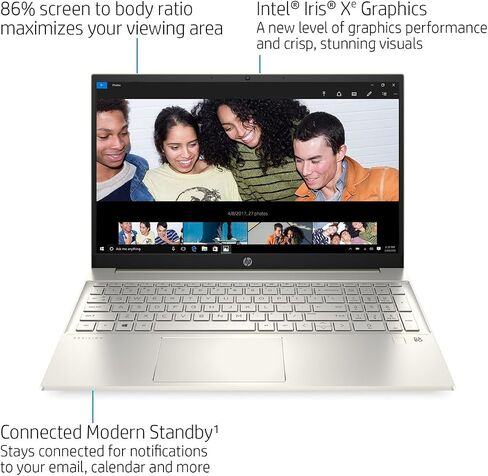 HP Pavilion Daily Traditional Laptop, 15.6" FHD Touchscreen, Intel Core i7-1360P, 32GB RAM, 1TB SSD, Backlit Keyboard, Numeric Keypad, FP Reader, Webcam, HDMI, Wi-Fi 6, Windows 11 Pro, Gold in Saudi Arabia