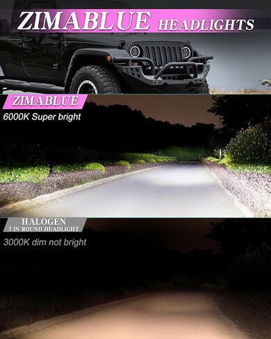 ZIMABLUE 7 بوصة LED مصباح أمامي مستدير 2 قطعة جهاز عرض 7 بوصة هالو LED المصباح H6024 DOT معتمد من Hi/Lo Beam DRL Amber Turn Signal متوافق مع Jeep Wrangler JK TJ CJ متوافق مع Chevy وmiata in Kuwait
