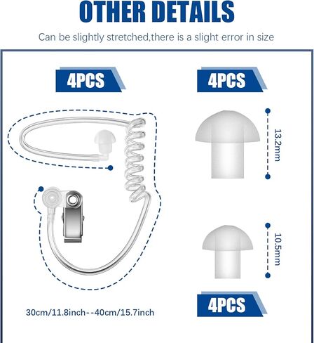 جيلين 4 قطع من سماعة أذن الخدمة السرية للهالوين، ملحقات تنكرية، قطعة أذن وهمية للأمان، لعبة سماعات رأس حارس، سماعات ألعاب تنكرية، ملحقات تنكرية، سدادات أذن، أنبوب صوتي in Kuwait