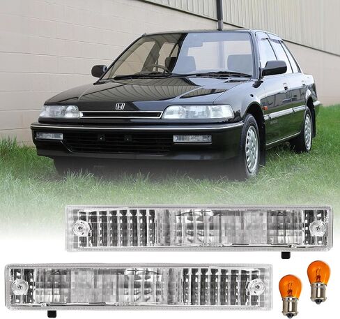 مصابيح زاوية USR DEPO 90-91 Civic ثلاثية الأبعاد - مجموعة مصابيح إشارة الانعطاف الأمامية لوقوف السيارات (يسار + يمين) متوافقة مع 1990-1991 Honda Civic 3 أبواب Hatchback (جميع العدسات الشفافة) in Kuwait