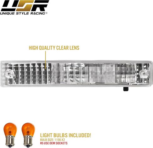 مصابيح زاوية USR DEPO 90-91 Civic ثلاثية الأبعاد - مجموعة مصابيح إشارة الانعطاف الأمامية لوقوف السيارات (يسار + يمين) متوافقة مع 1990-1991 Honda Civic 3 أبواب Hatchback (جميع العدسات الشفافة) in Kuwait