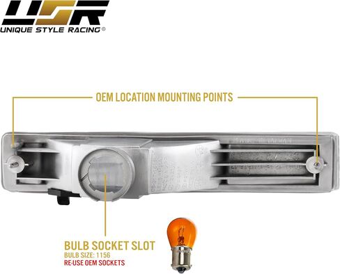 مصابيح زاوية USR DEPO 90-91 Civic ثلاثية الأبعاد - مجموعة مصابيح إشارة الانعطاف الأمامية لوقوف السيارات (يسار + يمين) متوافقة مع 1990-1991 Honda Civic 3 أبواب Hatchback (جميع العدسات الشفافة) in Kuwait