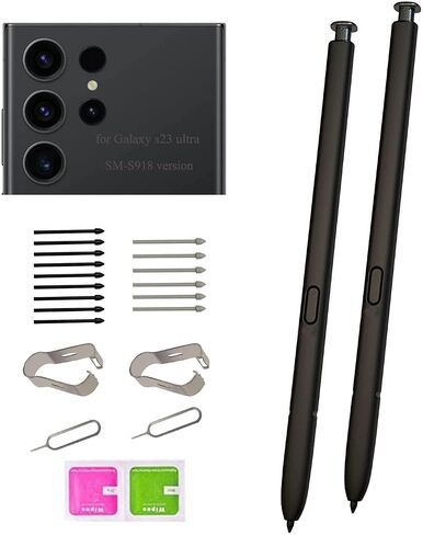 (2pcs Pen Pack) (no Bluetooth) Galaxy s23 Ultra Replacement s Pen,s23 Ultra Stylus Pen Replacement Parts for Samsung Galaxy s23 Ultra (5G) s918 6.8 Inches (Black) in Saudi Arabia