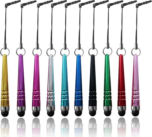 ICLOVER 10 قطع قلم شاشة لمس قصير حاد، قلم شاشة صغير مع موصل جاك 3.5 ملم لهاتف iPhone 14/13/12/11/PRO/Max/PRO/Max/SE2/X/XS MAX، iPad Pro/Air/Mini، iPod ، كيندل، سامسونج S21/S20+/نوت 20 in Kuwait