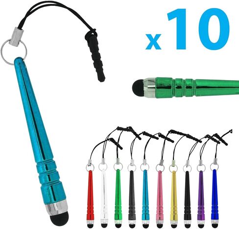 ICLOVER 10 قطع قلم شاشة لمس قصير حاد، قلم شاشة صغير مع موصل جاك 3.5 ملم لهاتف iPhone 14/13/12/11/PRO/Max/PRO/Max/SE2/X/XS MAX، iPad Pro/Air/Mini، iPod ، كيندل، سامسونج S21/S20+/نوت 20 in Kuwait