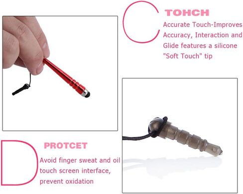 ICLOVER 10 قطع قلم شاشة لمس قصير حاد، قلم شاشة صغير مع موصل جاك 3.5 ملم لهاتف iPhone 14/13/12/11/PRO/Max/PRO/Max/SE2/X/XS MAX، iPad Pro/Air/Mini، iPod ، كيندل، سامسونج S21/S20+/نوت 20 in Kuwait