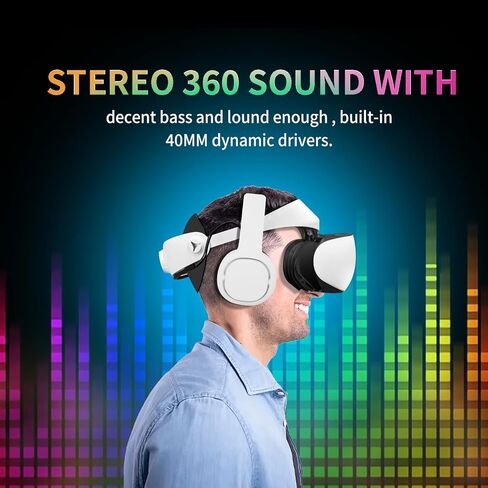 سماعات الرأس PH2 ستيريو VR لجهاز PS VR 2 - تصميم بمشبك سهل التركيب والإزالة - تبدو أنيقة مع جهاز توجيه الكابل - أكثر راحة من سماعات الأذن (غطاء أذن D70mm باللون الأبيض) in Kuwait