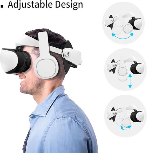 سماعات الرأس PH2 ستيريو VR لجهاز PS VR 2 - تصميم بمشبك سهل التركيب والإزالة - تبدو أنيقة مع جهاز توجيه الكابل - أكثر راحة من سماعات الأذن (غطاء أذن D70mm باللون الأبيض) in Kuwait