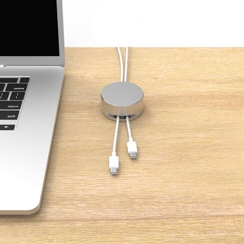 Magnetic Cable Anchor XL | Premium Aluminum Dual Cord Organizer | 2" Diameter Desktop Cable Management for Home & Office | Stylish, Sturdy, & Functional | (Silver) in Saudi Arabia