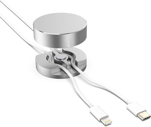 Magnetic Cable Anchor XL | Premium Aluminum Dual Cord Organizer | 2" Diameter Desktop Cable Management for Home & Office | Stylish, Sturdy, & Functional | (Silver) in Saudi Arabia