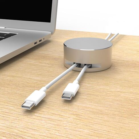 Magnetic Cable Anchor XL | Premium Aluminum Dual Cord Organizer | 2" Diameter Desktop Cable Management for Home & Office | Stylish, Sturdy, & Functional | (Silver) in Saudi Arabia