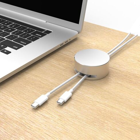 Magnetic Cable Anchor XL | Premium Aluminum Dual Cord Organizer | 2" Diameter Desktop Cable Management for Home & Office | Stylish, Sturdy, & Functional | (Silver) in Saudi Arabia