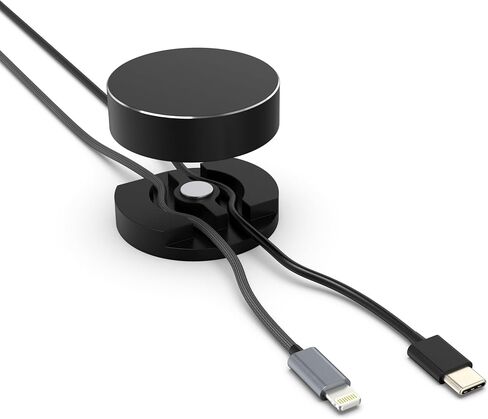 Magnetic Cable Anchor XL | Premium Aluminum Dual Cord Organizer | 2" Diameter Desktop Cable Management for Home & Office | Stylish, Sturdy, & Functional | (Silver) in Saudi Arabia