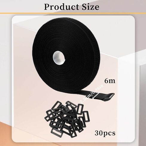 أشرطة كابل قابلة للتعديل مقاس 1 × 20 قدم مع 30 إبزيمًا، وأشرطة ربط وحلقة قابلة لإعادة الاستخدام، وحزام سينش مقطوع للطول للتخزين أو التنظيم، ومرتب كابل نايلون، وإدارة الأسلاك، أسود in Saudi Arabia