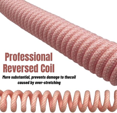USB C Coiled Keyboard Cable - Gaming Keyboard Coil Cord ,Custom Type Braided Mechanical Keyboard Cable With Detachable Metal Aviator Wire, 1.5M USB-C to USB-A, Computer Decoration Keyboard Wire White in Kuwait