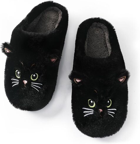 Menore Fuzzy Cat Slippers for Womens Soft Warm House Animal Slides Indoor Marshmallow Lightweight Slip-on Winter Slippers in Saudi Arabia