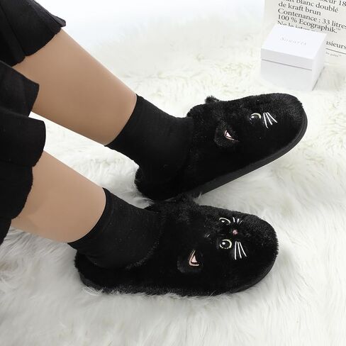 Menore Fuzzy Cat Slippers for Womens Soft Warm House Animal Slides Indoor Marshmallow Lightweight Slip-on Winter Slippers in Saudi Arabia