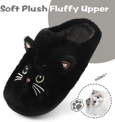 Menore Fuzzy Cat Slippers for Womens Soft Warm House Animal Slides Indoor Marshmallow Lightweight Slip-on Winter Slippers in Saudi Arabia