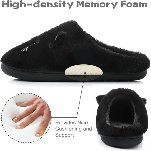 Menore Fuzzy Cat Slippers for Womens Soft Warm House Animal Slides Indoor Marshmallow Lightweight Slip-on Winter Slippers in Saudi Arabia