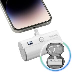 Alpatronix MFi Certified Mini Portable Charger for iPhone 5000mAh LCD Display Fast Charging Power Bank Compatible with All iPhones, AirPods, and iPads with Carrying Case - PX100 (Black)