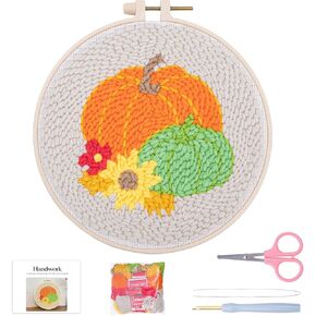 Louise Maelys Beginner Adults Punch Needle Kit Punch Needle Supplies Embroidery Kits,DIY Rug kit,Cross Stitch Kits Including Handle Embroidery Pen,Cloth,Hoop,Threads and Instruction-Landscape Pattern