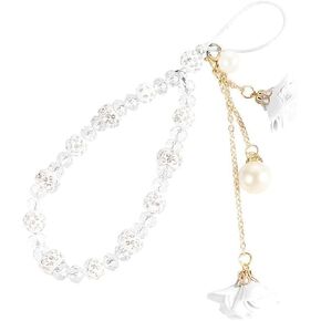 White Pearl Flower Charm Hand Strap for Phone Case Cell Phones Accessories(ZS633)