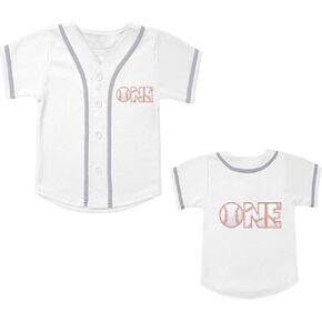 BAICAIYU Toddler 1st Birthday Baseball Jersey Casual Slim Fit T-Shirt Wear with Fashionable V-Neck Button Shirt