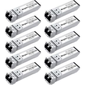 10G Multimode SFP+ LC Module, 10GBase-SR Fiber Transceiver,10G 850nm MMF up to 300 Meters, Compatible with Cisco, Ubiquiti, Mikrotik, D-Link, Netgear, Qnap, Linksys and More (10Pack)