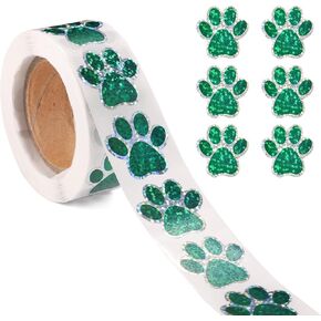 500pcs Paw Print Sticker, 1 Inch Self-Adhesive Glittery Puppy Paw Decals Cute Dog Paw Stickers Cat Paw Stickers for Books Laptops Bottles Envelope DIY Crafts Supplies (Colorful)