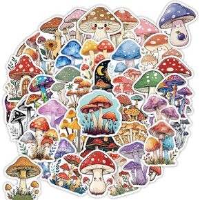 100 Pcs Mushroom Stickers Aesthetic, Cute Stickers Mushroom Decor Party Favors for Kids Teens Adults, Vinyl Waterproof Stickers for Water Bottle Laptop Scrapbook, Mushroom Sticker Pack