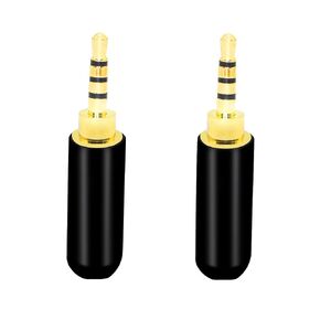 PNGKNYOCN 2.5mm Audio Solder Plug, 2.5mm 4 Pole Gold Plated DIY Audio Cable Replacement Terminal Connector Support Microphone YOUCHENG, for Repair and Replace DIY Stereo Headphones (2-Pack)