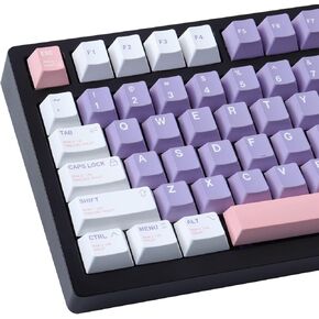 Hyekit Violet Keycaps, 134 Key Set with 6.25u 7u Spacebar PBT Cherry Profile Key Caps with Keycap Puller Suitable for Gateron Cherry MX Switch ANSI Layout Mechanical Keyboards