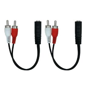 3.5mm Female to 2 RCA Male Stereo Audio Adapter Cable Cord Compatible for TV, Headphone, Speaker 2-Pack