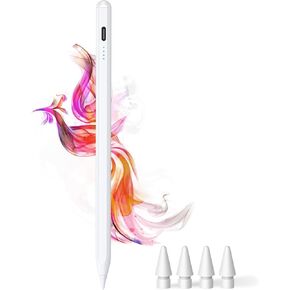 قلم ستايلس لجهاز iPad 9th&10th - قلم شحن من النوع C لجهاز iPad Palm Rejection Active Pen متوافق مع (2018-2023) Apple iPad 6/7/8/9/10، iPad Air 3/4/5، iPad Mini 5/6، آيباد برو 11 بوصة/12.9 بوصة (أسود)