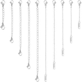 Vellibring 10PCS Necklace Extenders 18K Gold Plated Stainless Steel Chain Extenders Adjustable Double Lobster Clasp Extenders for Woman Bracelet Anklet Jewelry Making (2" 3" 4" 5" 6") in Saudi Arabia