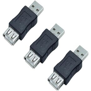 3 Pack USB 2.0 Male to Female Adapter Type A AF/AM Plug Socket Connector USB A to A M/F Joiner Extension Extender for PC Computer Data Cable Cord LED Raspberry Pi HUB