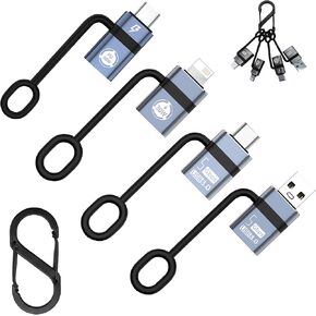 USB C to USB 3.0 Adapter,USB C Female to Lightning Male,Lightning to USB C Male,Support PD Fast Charging,Compatible with iPhone,Galaxy,with Anti-Loss Device and Backpack Buckle (4Pack)