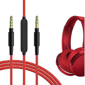 Geekria Audio Cable with Mic Compatible with Sony WH-ULT900N WH-1000XM5 WH-XB920N MDR-XB950BT Headphones Cable, 1/8" (3.5mm) to 3.5mm Replacement Stereo Cord with Inline Microphone (4 ft/1.2 m)