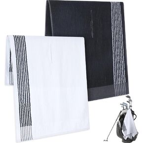 Vabean 2 Pcs 22 x 44 Caddie Style Golf Towel Large Center Cut Golf Caddy Towel Hanging Fast Drying Golf Club Towel Cotton and Polyester Blend Camping Towels for Golfers Tour Players