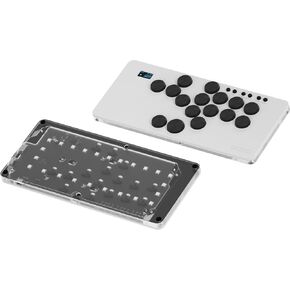 KEEBMONKEY DOIO Hitpad Standard Series Aluminum & Acrylic Gaming Leverless Arcade Controller w/ 0.96' Display, RGB & Dual USB-C for PC/Switch/PS3/PS4/PS5 (White)