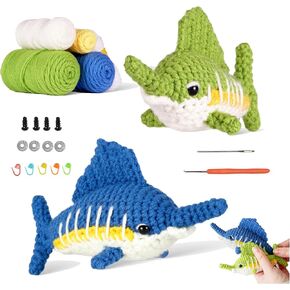 Crochet Kit for Beginners, Crochet Starter Kit for Adults, Sailfish Crochet Kit with Step-by-Step Video Tutorials, Knitting Kits Hooks Set, Crochet Doll for Kids