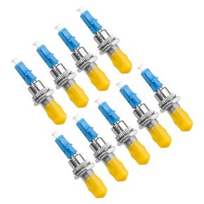 9 Pack Singlemode LC/UPC Male to ST/UPC Female Fiber Optic Adapter Connector Hybrid Optical Adapter/Coupler, Flange-Type Adapter