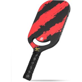 Carbon Fiber Pickleball Paddle with Aero Throat, 2024 USAPA Approved Thermoformed Pickle Ball Racket for Power & Control, 16mm Polypropylene Honeycomb Core, Textured Carbon Grit Surface