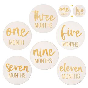 6pcs Wooden Baby Monthly Milestone Cards, 1-12 Months Double-Sided Baby Months Signs Baby Growth Cards Monthly Discs Baby Monthly Markers for Baby Photo Props Recording Baby's Growth