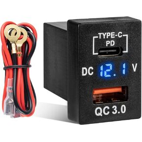 Anina Car Charger Socket Dual USB Port Power Adapter QC3.0 USB A Quick Charge & Type C 12V Power Charging Outlet Compatible with Toyota Tacoma 2012-2014 4Runner 2010 On Tundra 2008-2020 RAV4 2008-2012